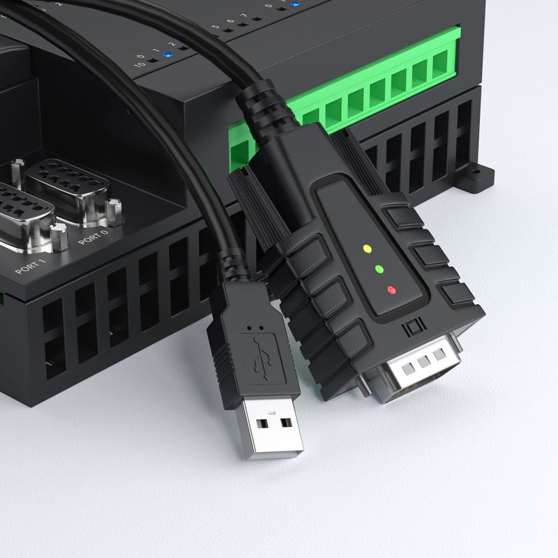 DriverGenius USB232A-B-A | USB to Serial RS232 DB9 Adapter Cable with 3 x LED Indicators â€“ Compatible with Windows 11, macOS 15, Linux (3FT, Male/Male) - Image 2